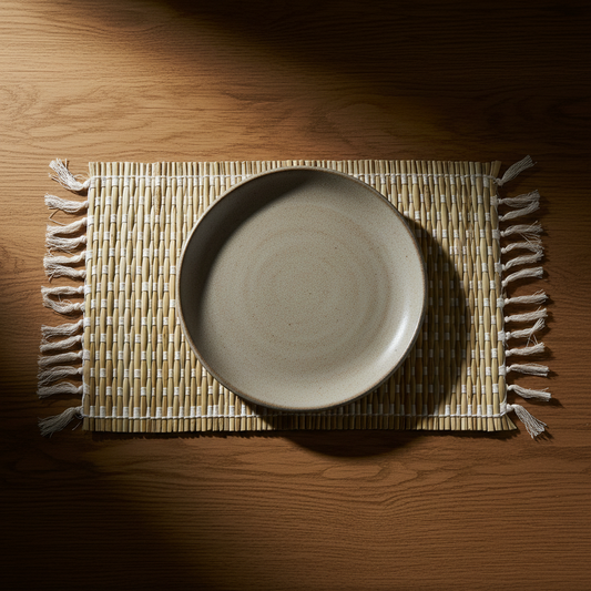 Ψάθινο σουπλά με κρόσσια