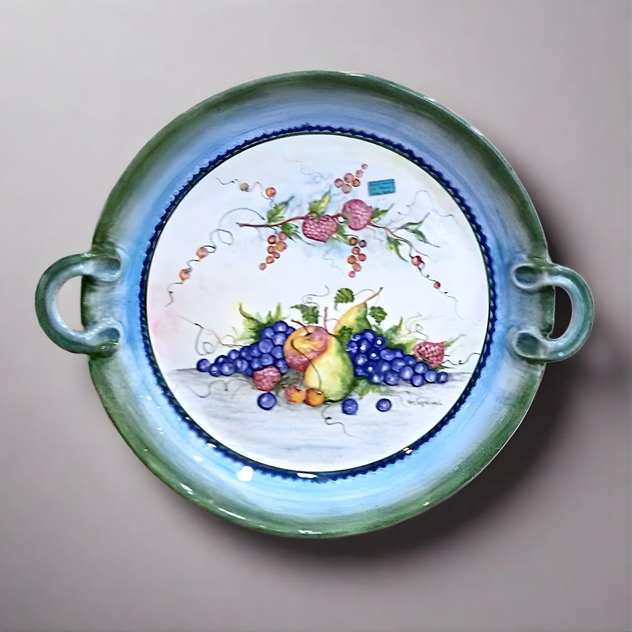 Μεγάλη Χειροποίητη Κεραμική Πιατέλα Achaia Ceramics 51 εκ. - vintage διακοσμητικό αντικείμενο IDEE