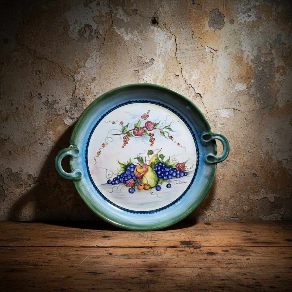 Μεγάλη Χειροποίητη Κεραμική Πιατέλα Achaia Ceramics 51 εκ. - vintage διακοσμητικό αντικείμενο IDEE