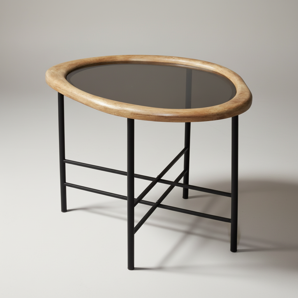 Γυάλινο Τραπέζι Σαλονιού “Βότσαλο” σε curated home styling