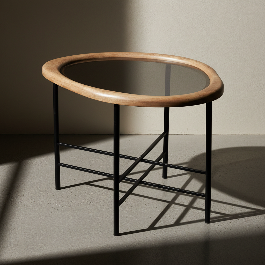 Γυάλινο Τραπέζι Σαλονιού “Βότσαλο” σε curated home styling