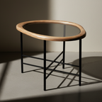 Γυάλινο Τραπέζι Σαλονιού “Βότσαλο” σε curated home styling