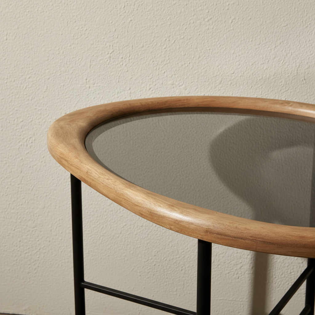 Γυάλινο Τραπέζι Σαλονιού “Βότσαλο” σε curated home styling