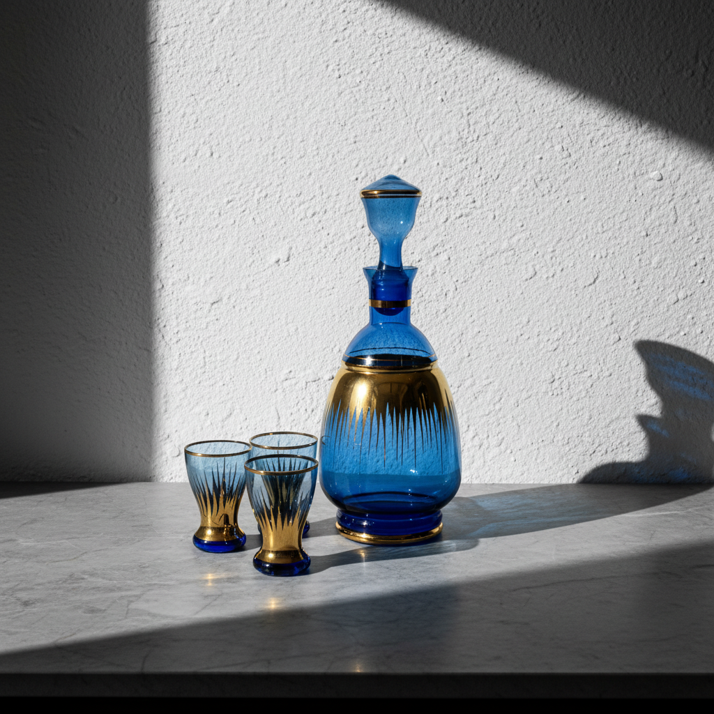 Σετ μπουκάλι με 3 ποτήρια του λικέρ-IDEE ANTIQUES-IDEE | Home & Living Concept Store