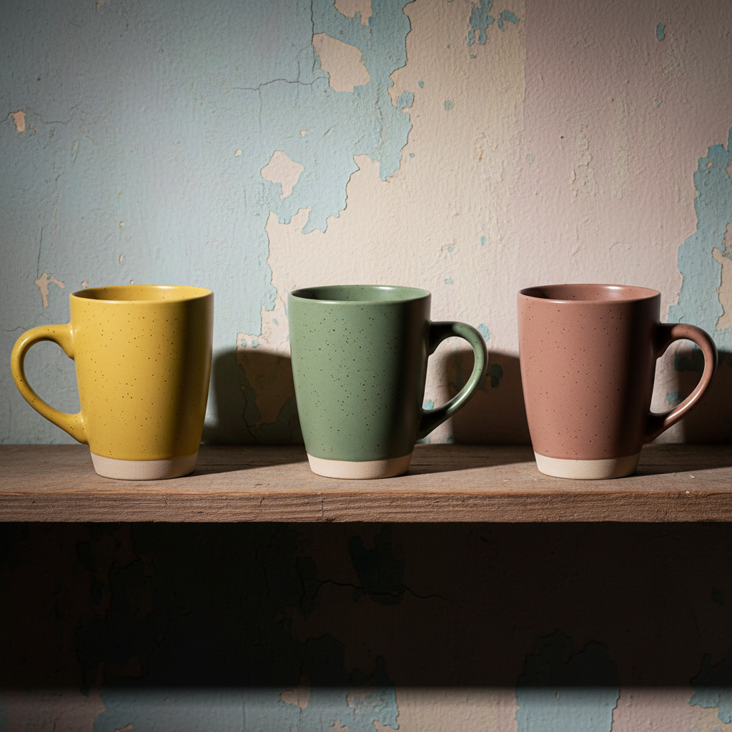 Κούπα stoneware 320ml σε 3 χρώματα για διακόσμηση σπιτιού