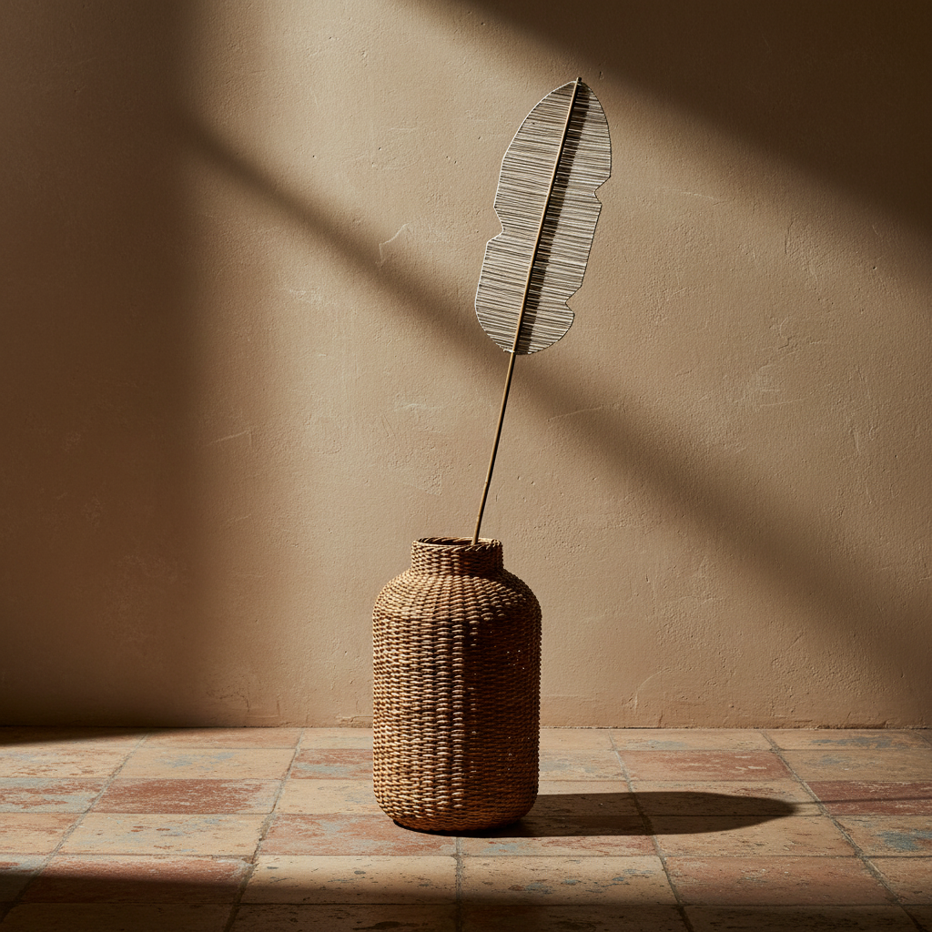 Διακοσμητικό φύλλο Bamboo για διακοσμητική σύνθεση σε βάζο σε ράφι