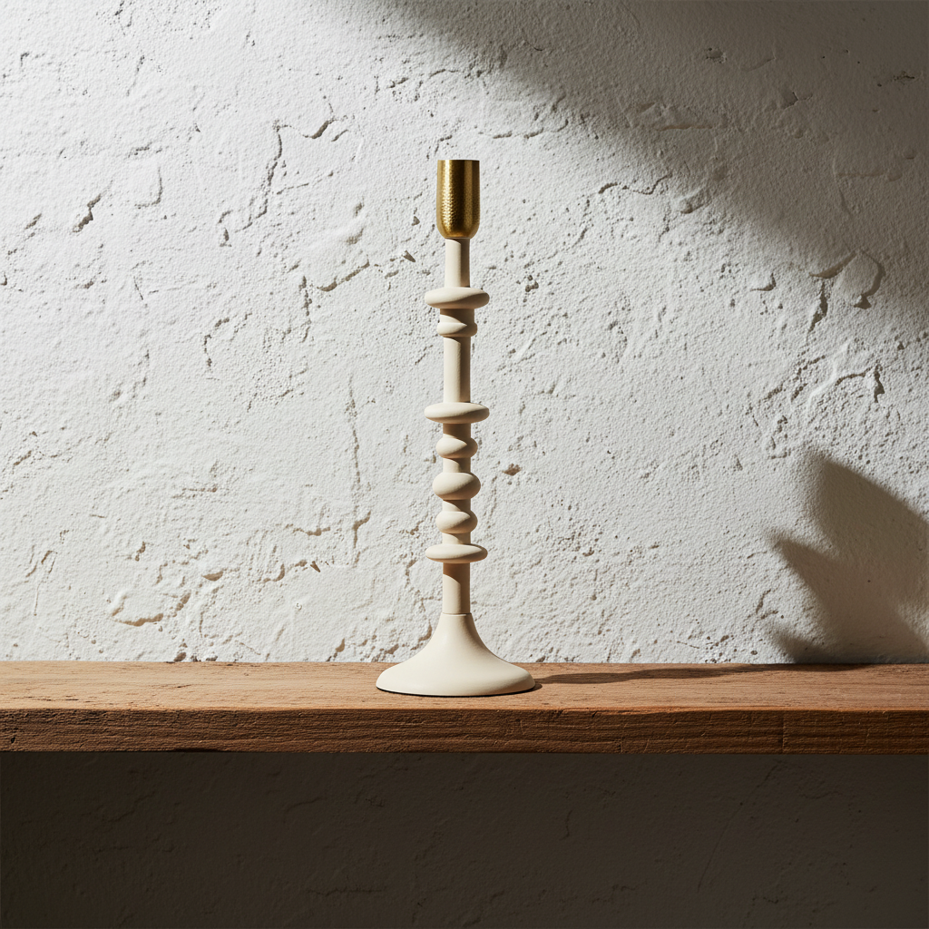 Κηροπήγιο Μπεζ-Χρυσό για candle styling