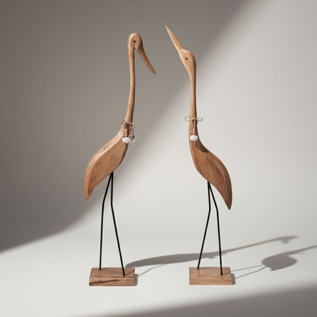 Διακοσμητικοί ερωδιοί από mango wood για boho chic διακόσμηση