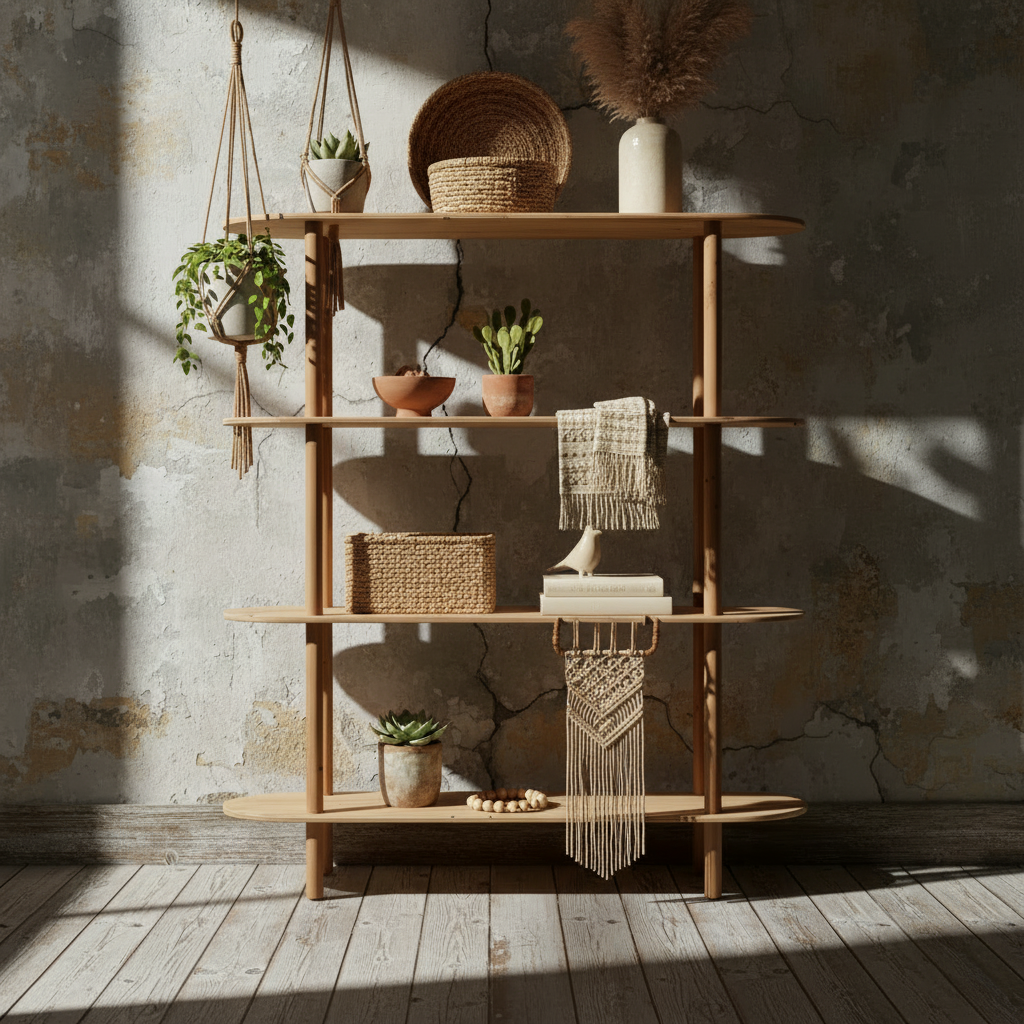 Οβάλ Ραφιέρα από Φυσικό Ξύλο σε curated home styling