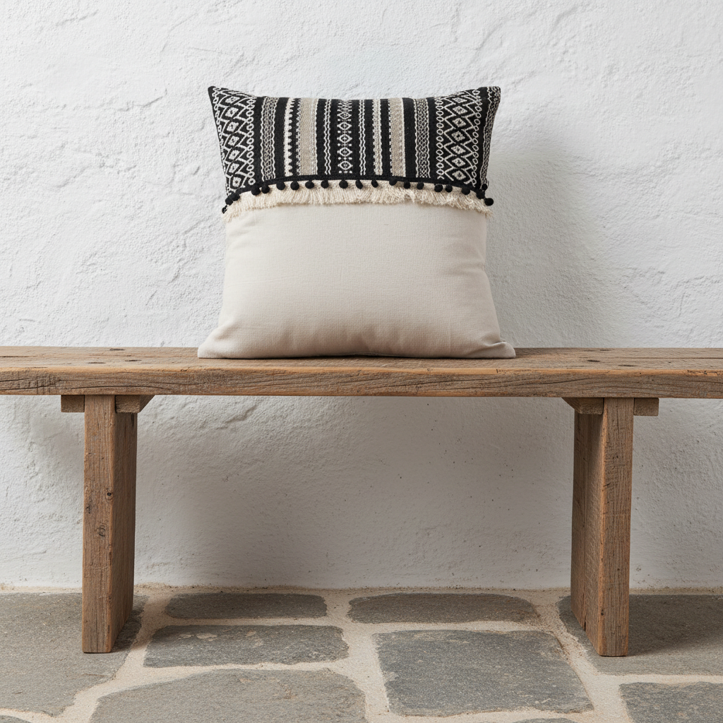 Μαξιλάρι με κρόσσια-INART-IDEE | Home & Living Concept Store