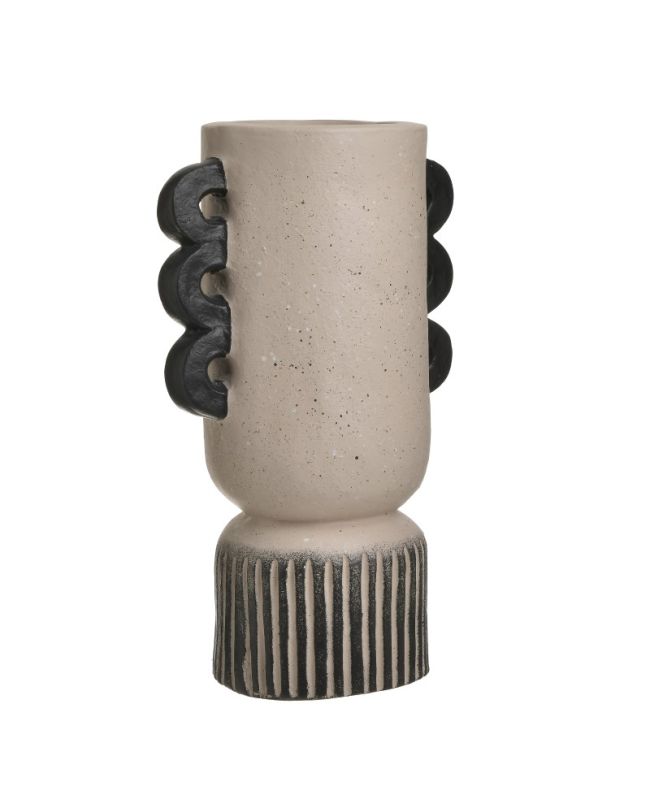 Βάζο fiberglass μαύρο/μπεζ για κονσόλα ή τραπέζι