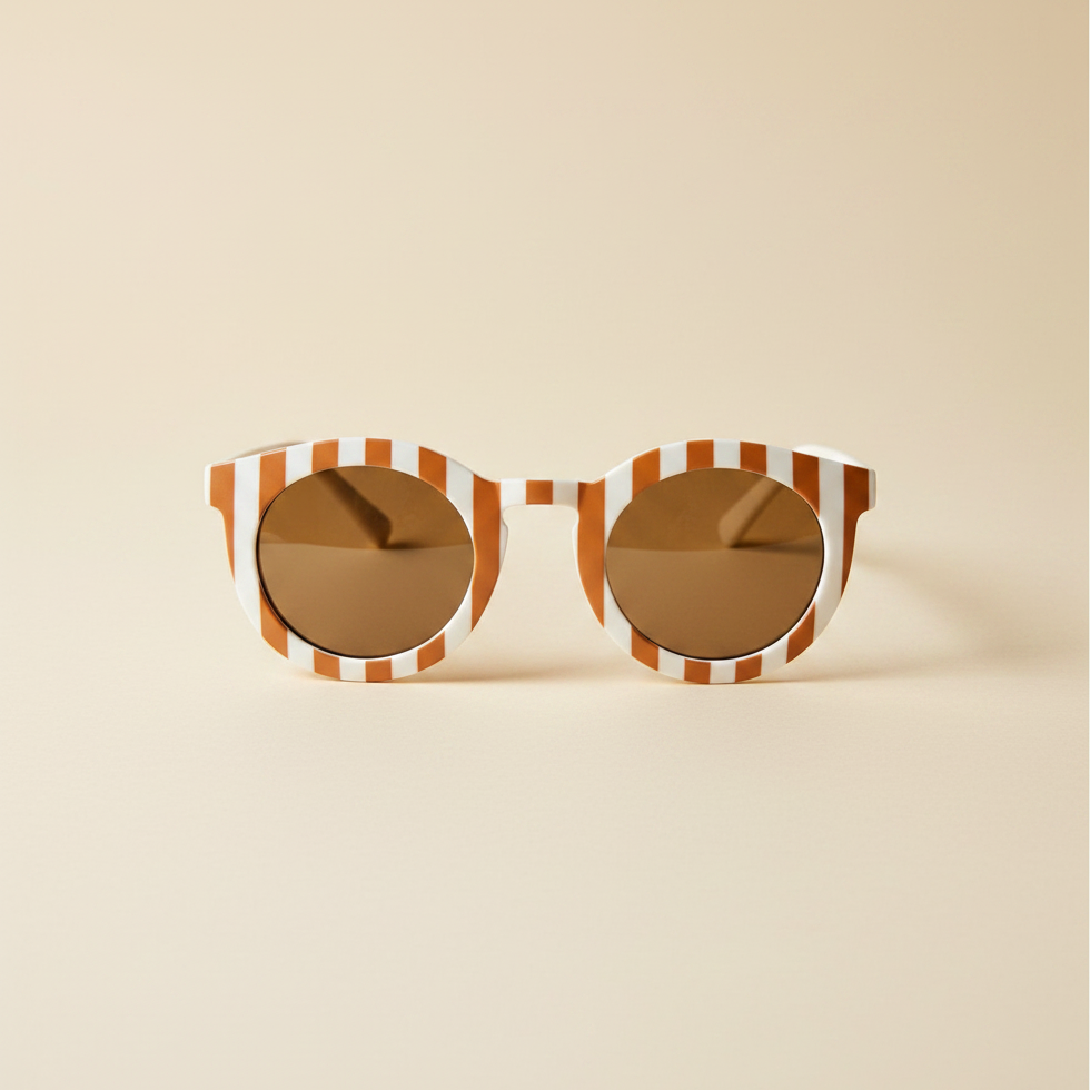 Παιδικά γυαλιά ηλίου UV400 σε ριγέ beige και camel απόχρωση