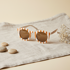 Παιδικά γυαλιά ηλίου UV400 σε ριγέ beige και camel απόχρωση