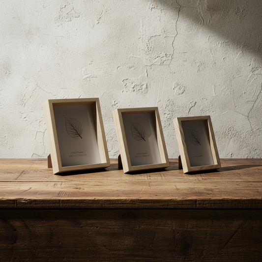 Σετ 3 κορνιζών σε φυσική απόχρωση ξύλου