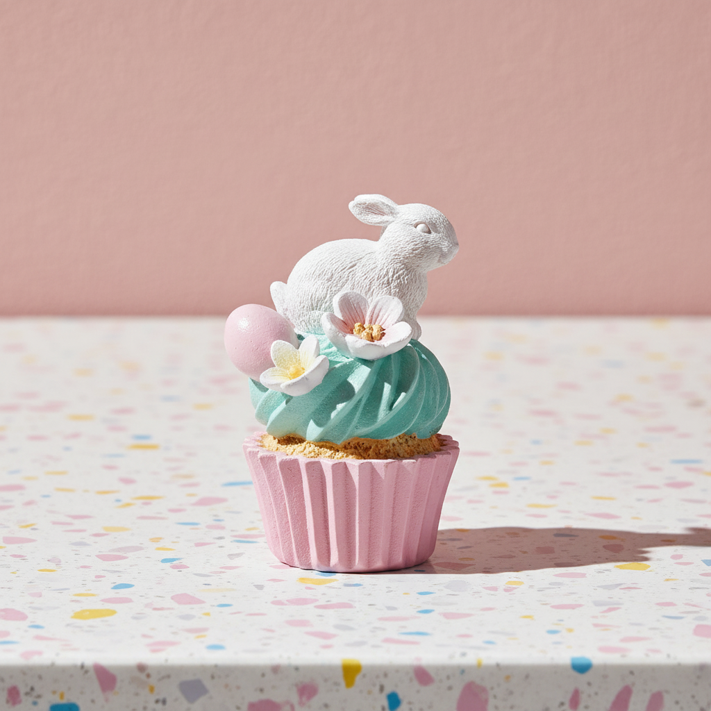 Πασχαλινός Λαγός σε Cupcake σε λευκό, ροζ