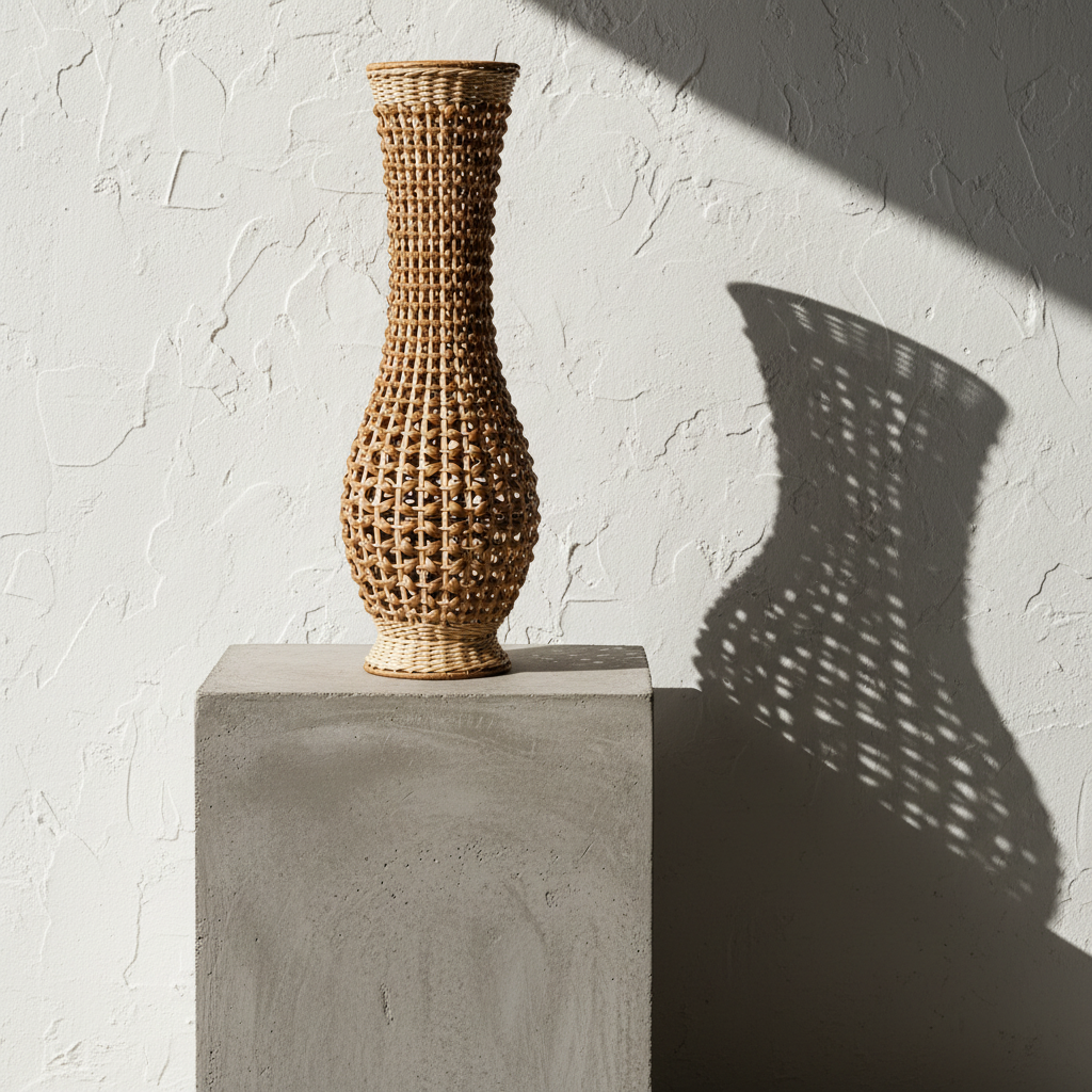 Επιδαπέδιο Βάζο Rattan “Gucre” για διακοσμητική σύνθεση