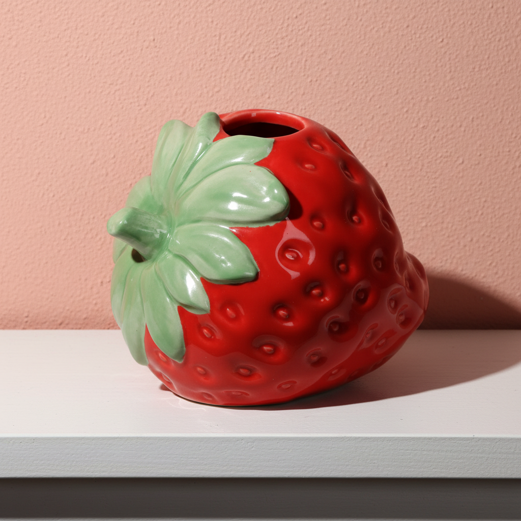 Κεραμικό Βαζάκι Φράουλα με playful pop art αισθητική