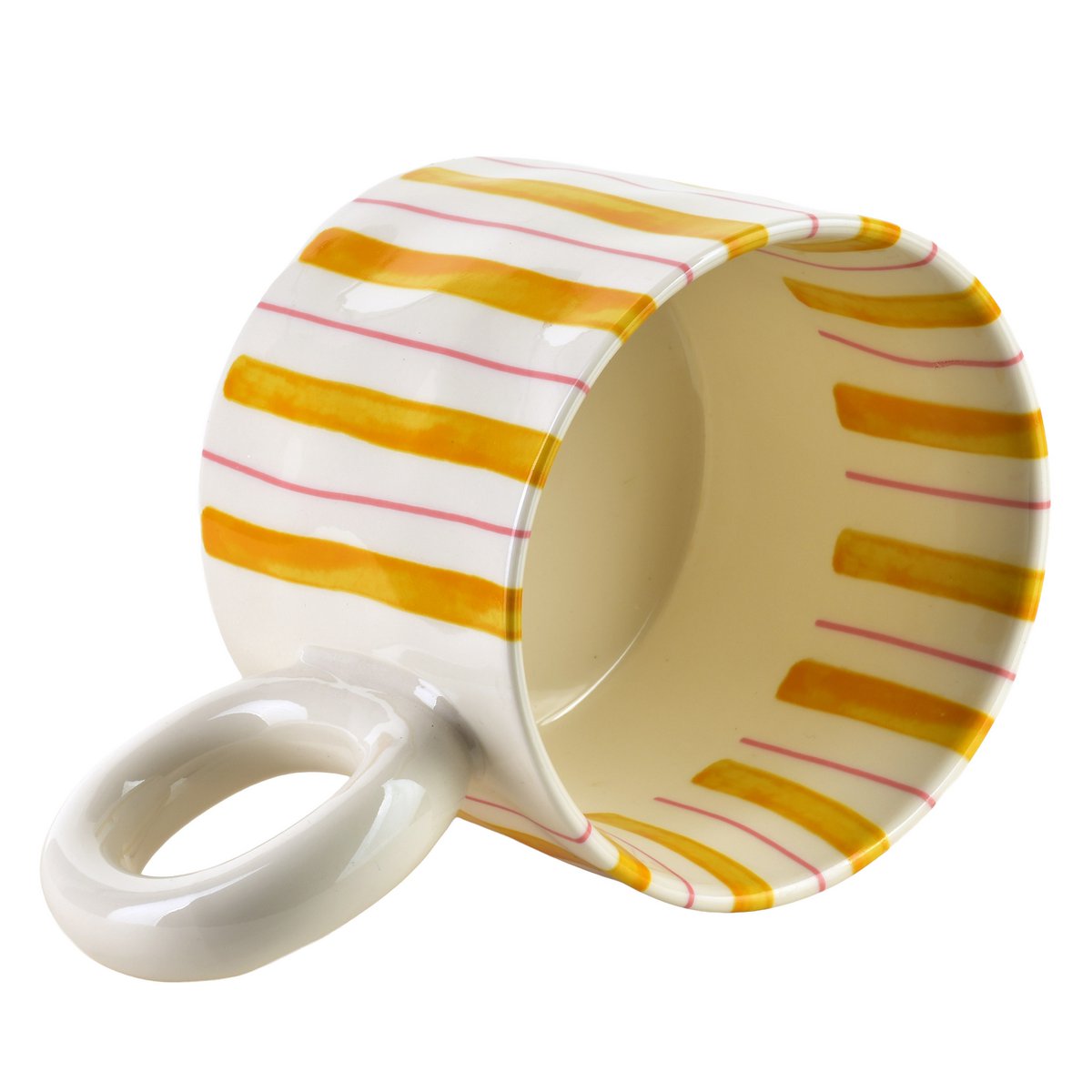 Κεραμική κούπα Rodi με playful ριγέ design για καφέ ή τσάι - λεπτομέρεια προϊόντος