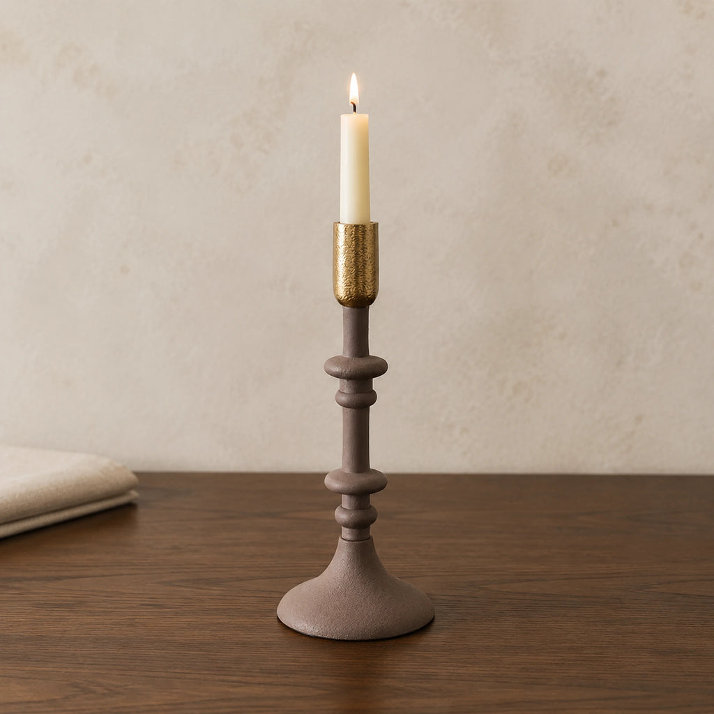 Κηροπήγιο Καφέ-Χρυσό για candle styling
