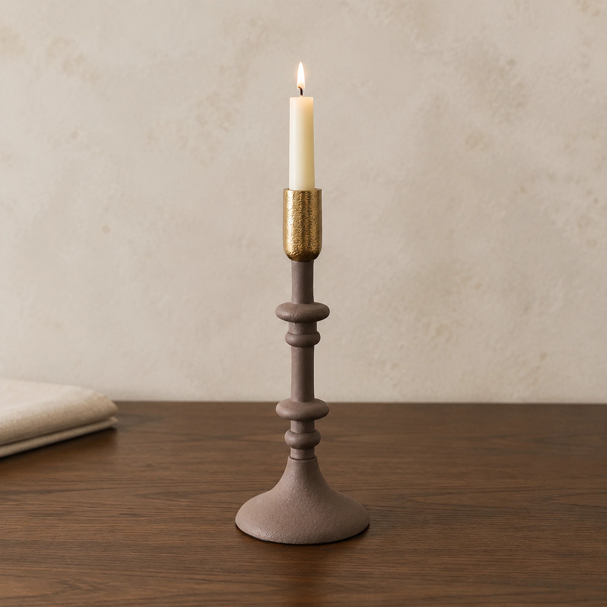 Κηροπήγιο Καφέ-Χρυσό για candle styling