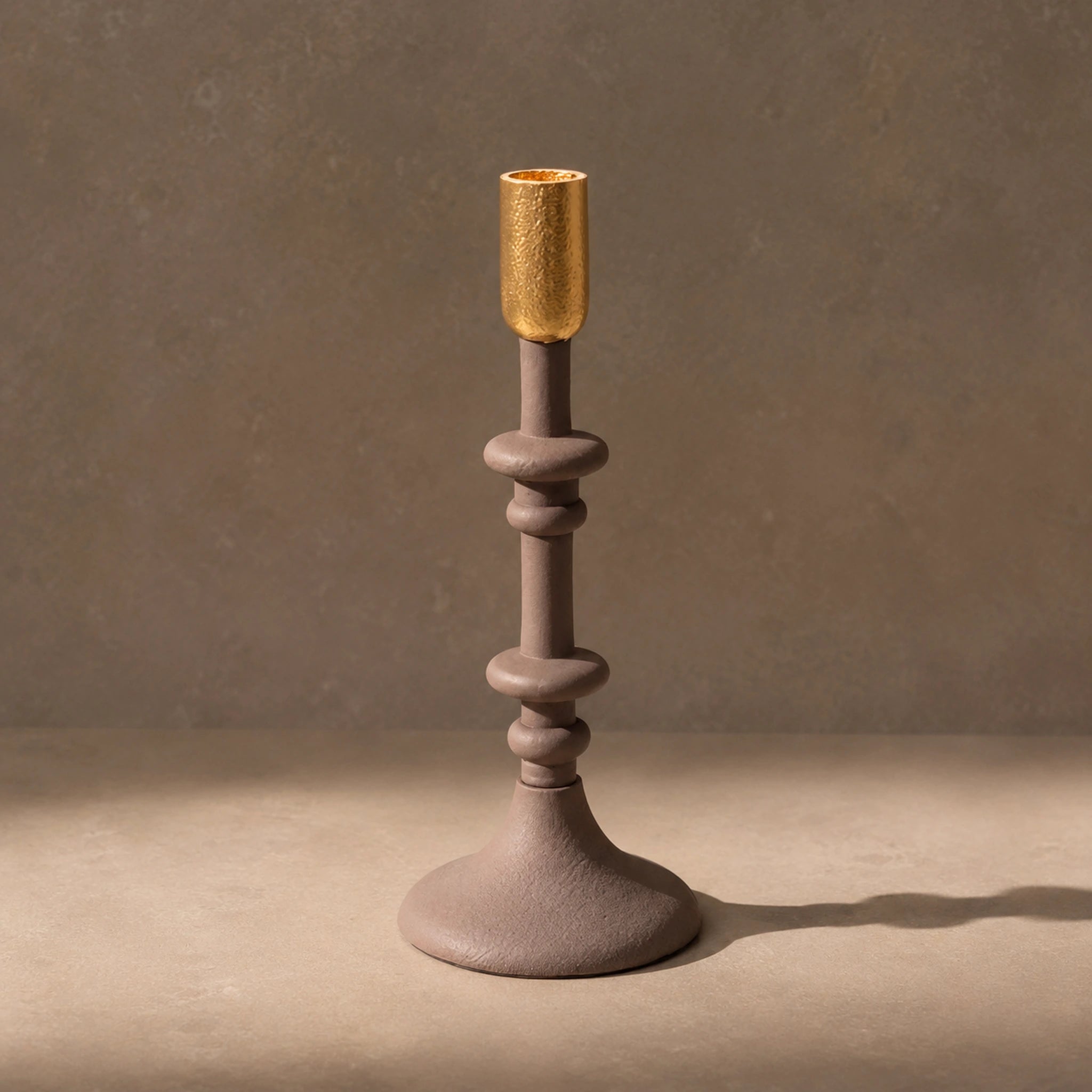 Κηροπήγιο Καφέ-Χρυσό για candle styling