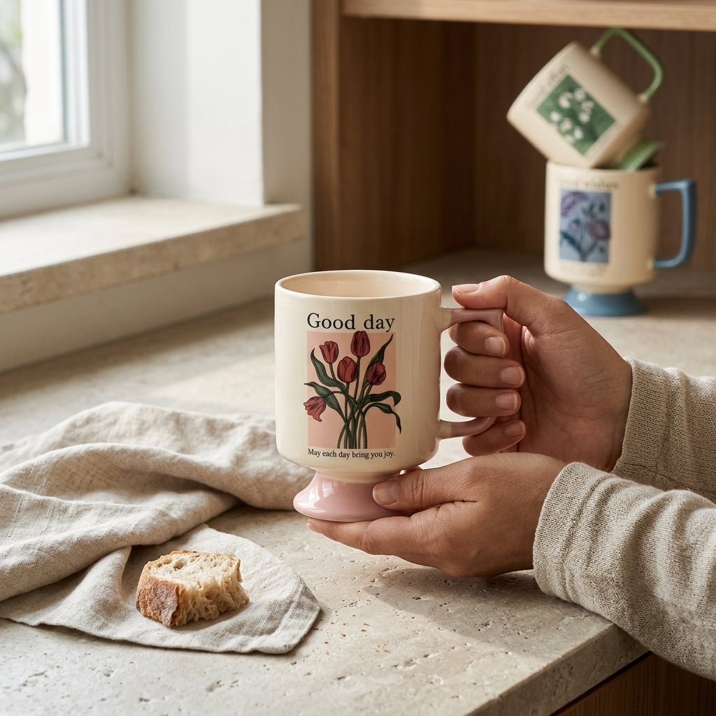 Κεραμική κούπα Rejka με πόδι για playful coffee styling