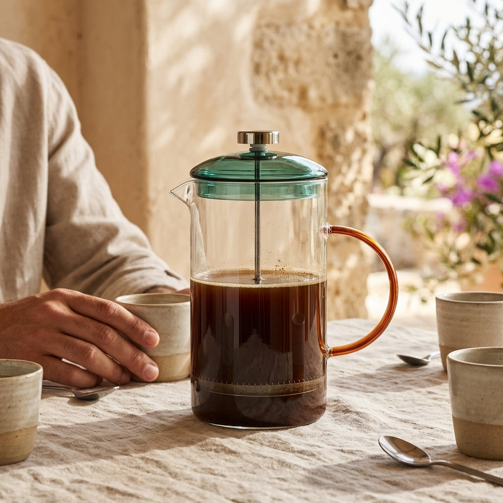 Γυάλινη καφετιέρα Peter με φίλτρο για minimal kitchen coffee setup - λεπτομέρεια προϊόντος