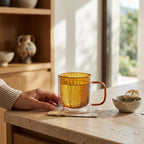 Γυάλινη κούπα Peter Honey για καφέ και warm minimal kitchen styling - λεπτομέρεια προϊόντος