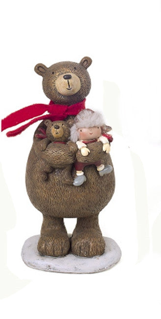 Διακοσμητική αρκούδα με παιδάκι,κοκ.κασκόλ