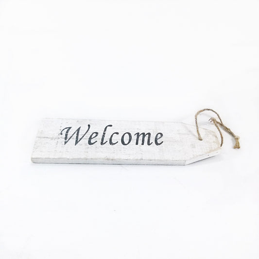 Ξύλινο διακοσμητικό "Welcome" λευκό